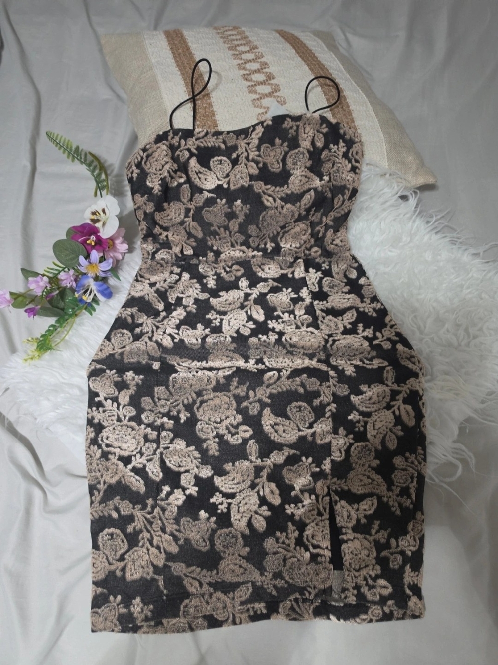 Forever 21 Black Dress with Beige Floral Lace